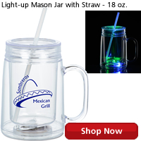 Light-up Mason Jar with Straw - 18 oz.