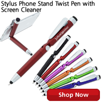 Stylus Phone Stand Twist Pen w/ Screen Cleaner