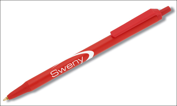A Red Bic Clic Stic Pen with Secure Ink