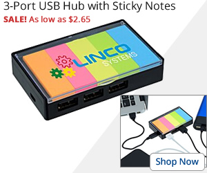 3-Port USB Hub with Sticky Notes